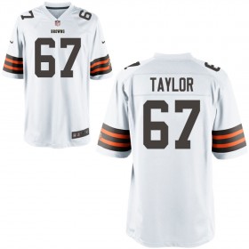 Nike Men's Cleveland Browns Game White Jersey TAYLOR#67
