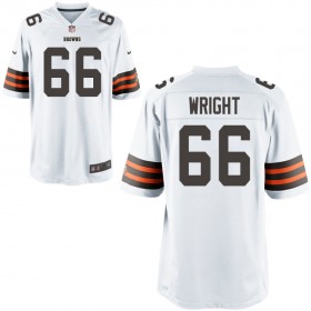Nike Men's Cleveland Browns Game White Jersey WRIGHT#66