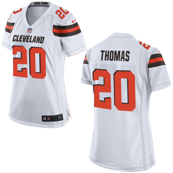 Nike Cleveland Browns Womens White Game Jersey THOMAS#20